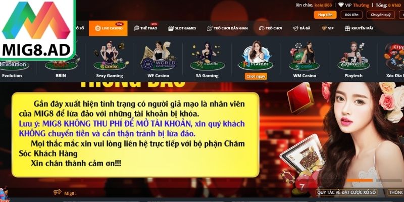 Sảnh Play Ace Mig8 là điểm đến nổi bật dành cho người yêu thích casino
